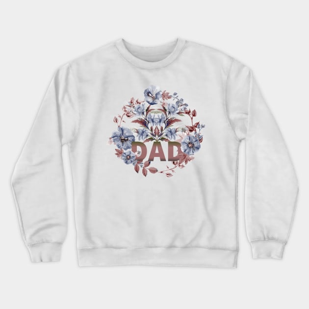 Forget Me Not Floral Wreath Dad Crewneck Sweatshirt by slawers